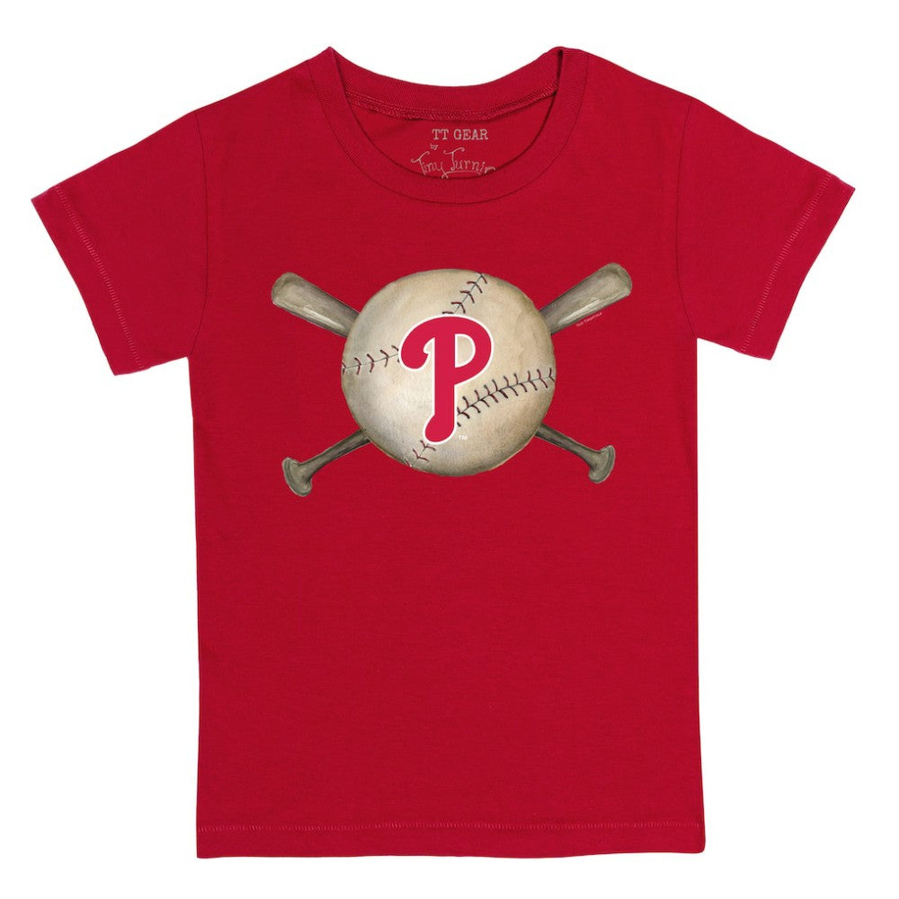 Philadelphia Phillies Tiny Turnip Youth Baseball Cross Bats T-Shirt - MLB T-shirts