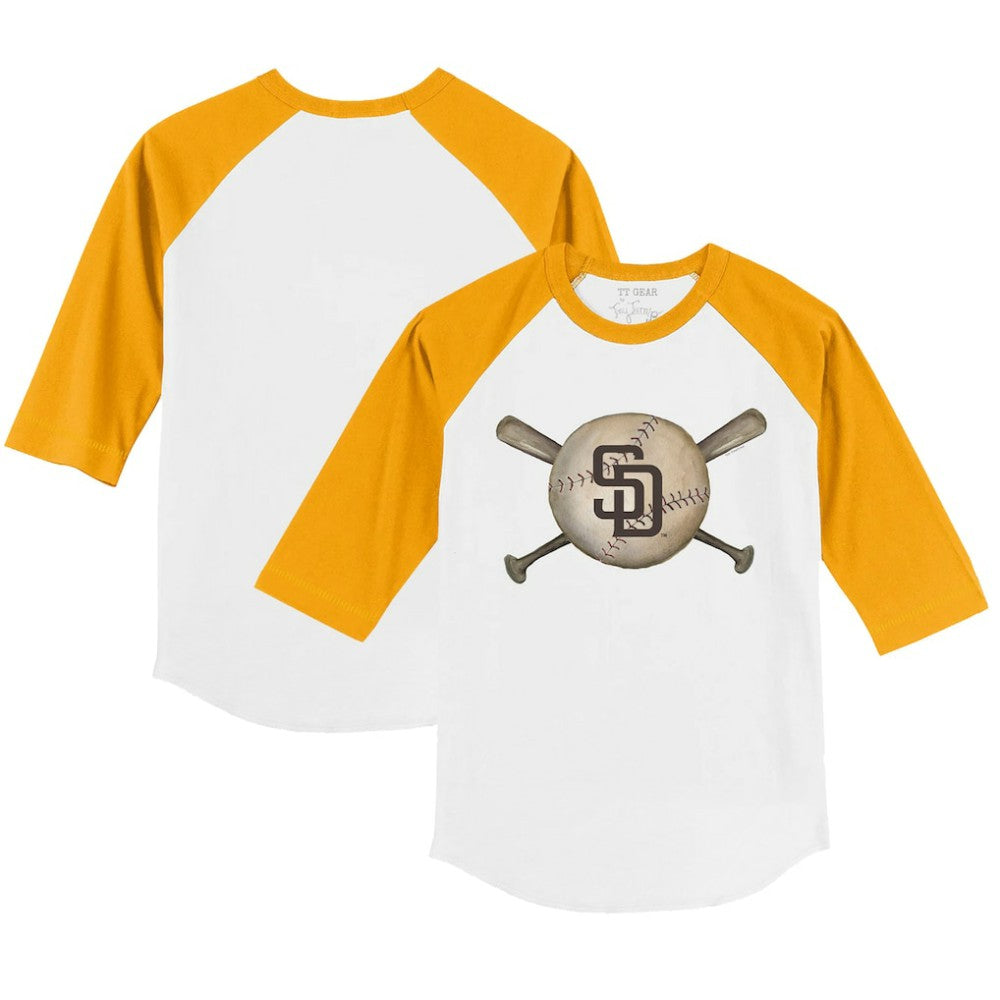 San Diego Padres Tiny Turnip Youth Baseball Cross Bats 3/4-Sleeve Raglan T-Shirt - MLB T-shirts