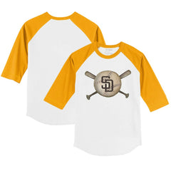San Diego Padres Tiny Turnip Youth Baseball Cross Bats 3/4-Sleeve Raglan T-Shirt - MLB T-shirts