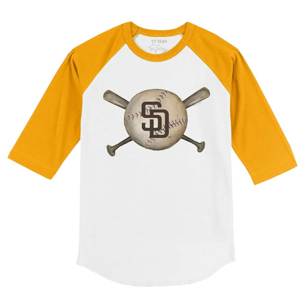 San Diego Padres Tiny Turnip Youth Baseball Cross Bats 3/4-Sleeve Raglan T-Shirt - MLB T-shirts