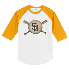 San Diego Padres Tiny Turnip Youth Baseball Cross Bats 3/4-Sleeve Raglan T-Shirt - MLB T-shirts
