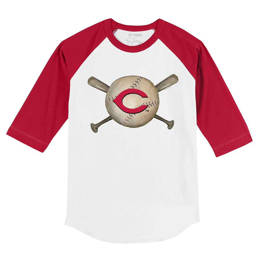 Cincinnati Reds Tiny Turnip Youth Baseball Cross Bats 3/4-Sleeve Raglan T-Shirt - MLB T-shirts