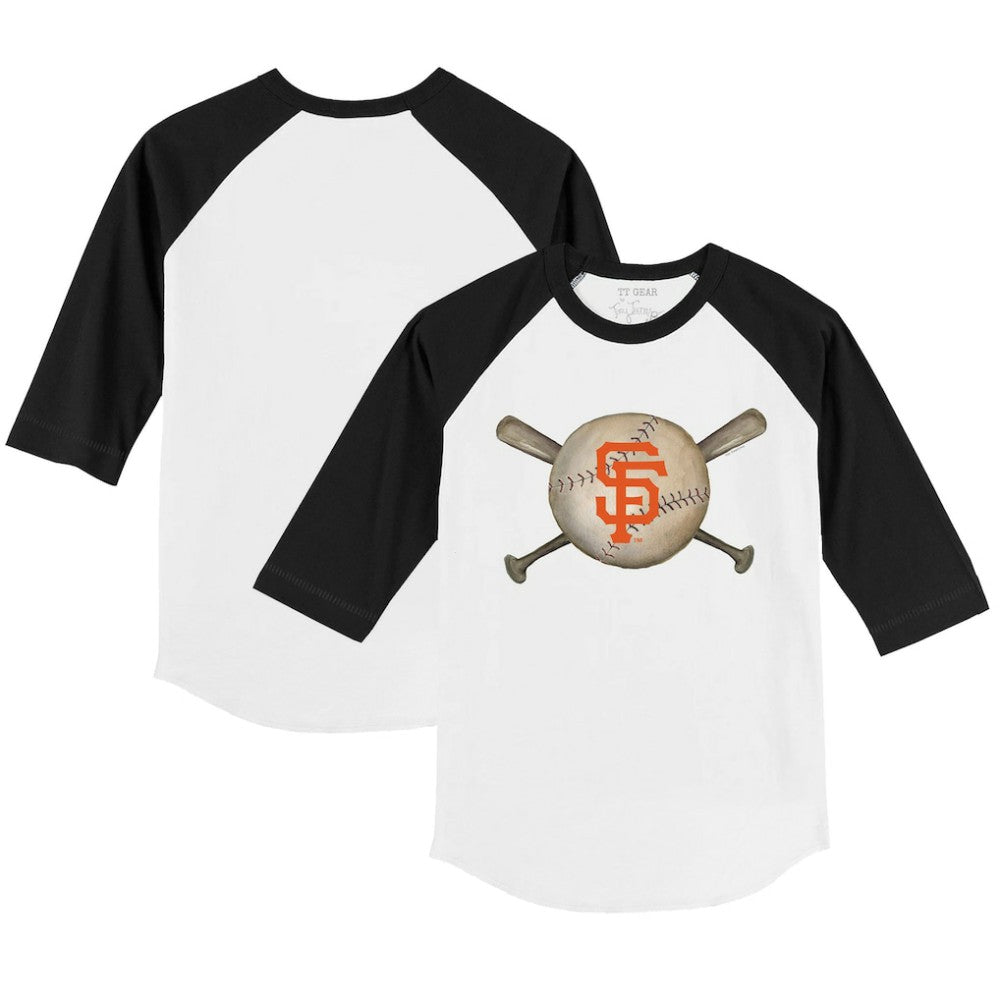 San Francisco Giants Tiny Turnip Youth Baseball Cross Bats 3/4-Sleeve Raglan T-Shirt - MLB T-shirts
