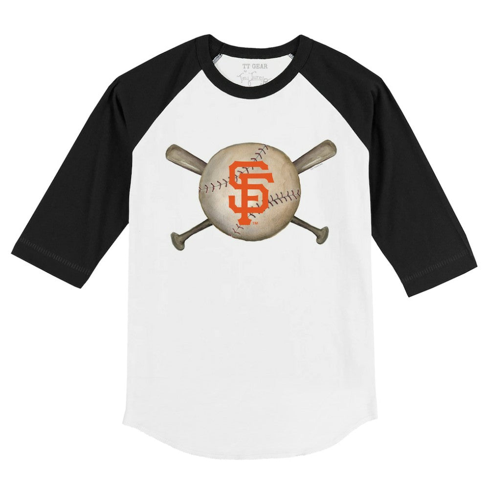 San Francisco Giants Tiny Turnip Youth Baseball Cross Bats 3/4-Sleeve Raglan T-Shirt - MLB T-shirts