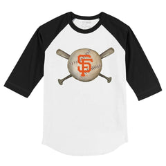 San Francisco Giants Tiny Turnip Youth Baseball Cross Bats 3/4-Sleeve Raglan T-Shirt - MLB T-shirts