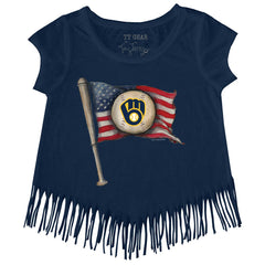 Milwaukee Brewers Tiny Turnip Girls Youth Baseball Flag Fringe T-Shirt - MLB T-shirts