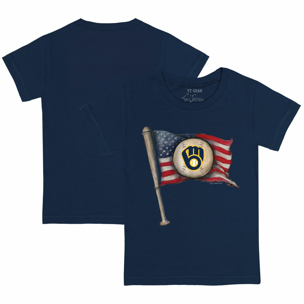 Milwaukee Brewers Tiny Turnip Youth Baseball Flag T-Shirt - MLB T-shirts