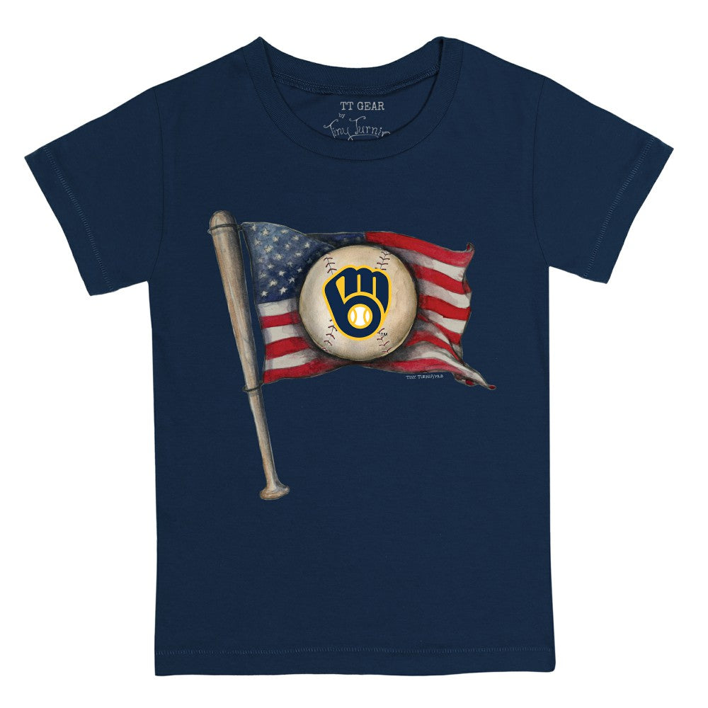 Milwaukee Brewers Tiny Turnip Youth Baseball Flag T-Shirt - MLB T-shirts