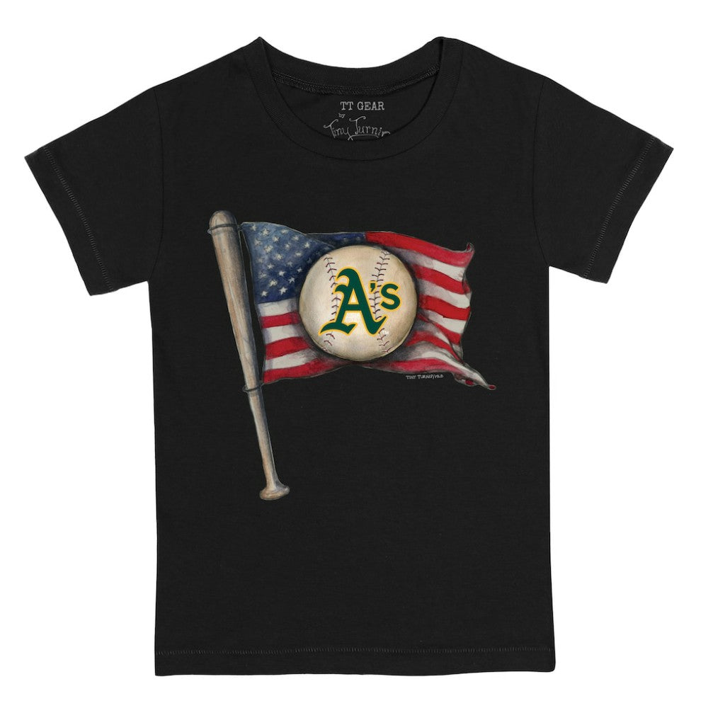 Athletics Tiny Turnip Youth Baseball Flag T-Shirt - MLB T-shirts