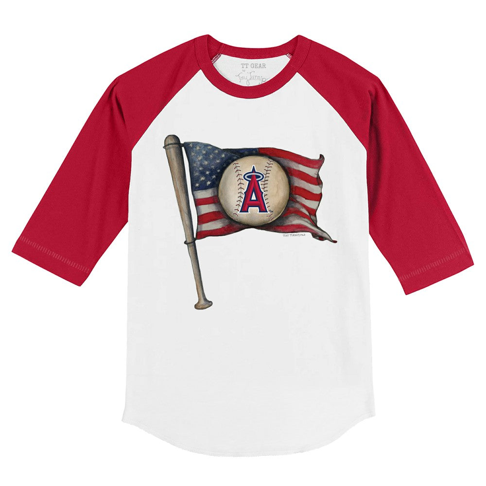 Los Angeles Angels Tiny Turnip Youth Baseball Flag 3/4-Sleeve Raglan T-Shirt - MLB T-shirts
