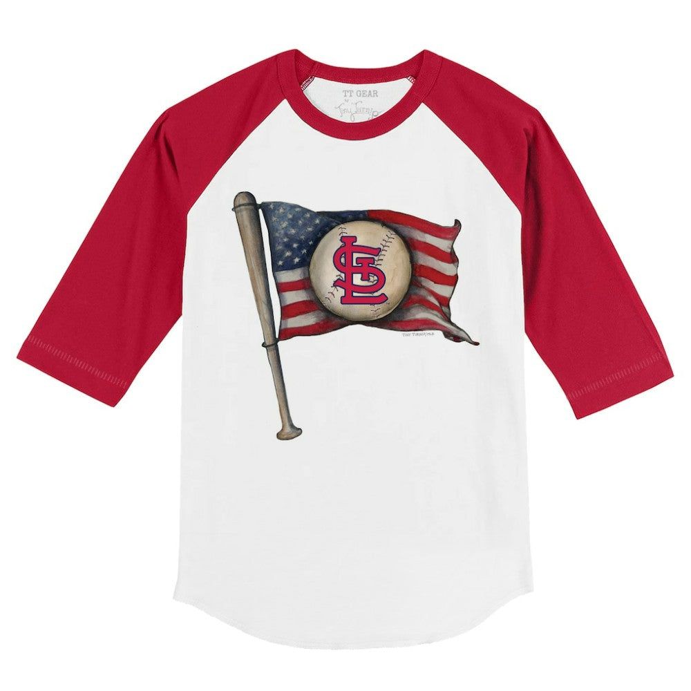 St. Louis Cardinals Tiny Turnip Youth Baseball Flag 3/4-Sleeve Raglan T-Shirt - MLB T-shirts