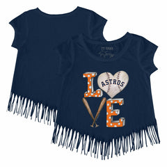 Houston Astros Tiny Turnip Girls Youth Baseball Love Fringe T-Shirt - MLB T-shirts