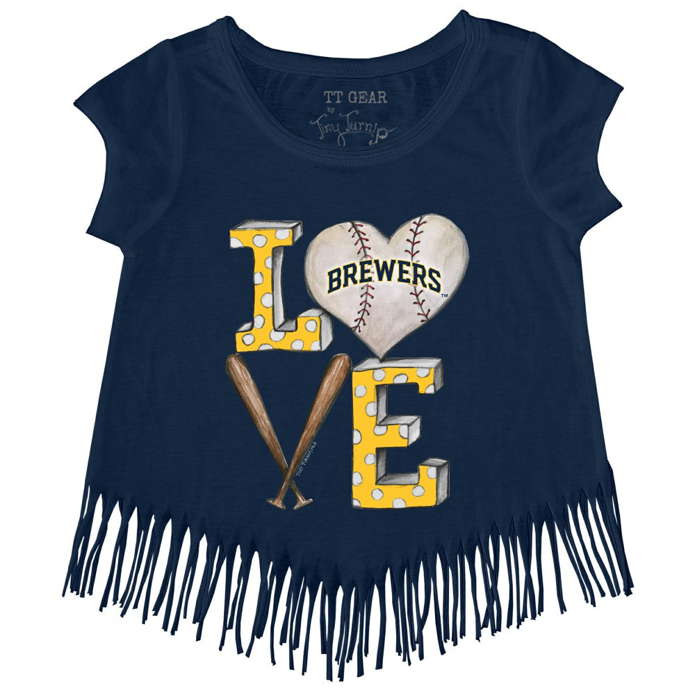 Milwaukee Brewers Tiny Turnip Girls Youth Baseball Love Fringe T-Shirt - MLB T-shirts