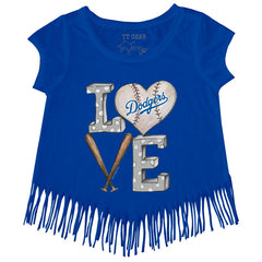 Los Angeles Dodgers Tiny Turnip Girls Youth Baseball Love Fringe T-Shirt - MLB T-shirts