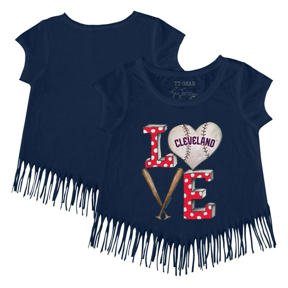 Cleveland Guardians Tiny Turnip Girls Youth Baseball Love Fringe T-Shirt - MLB T-shirts