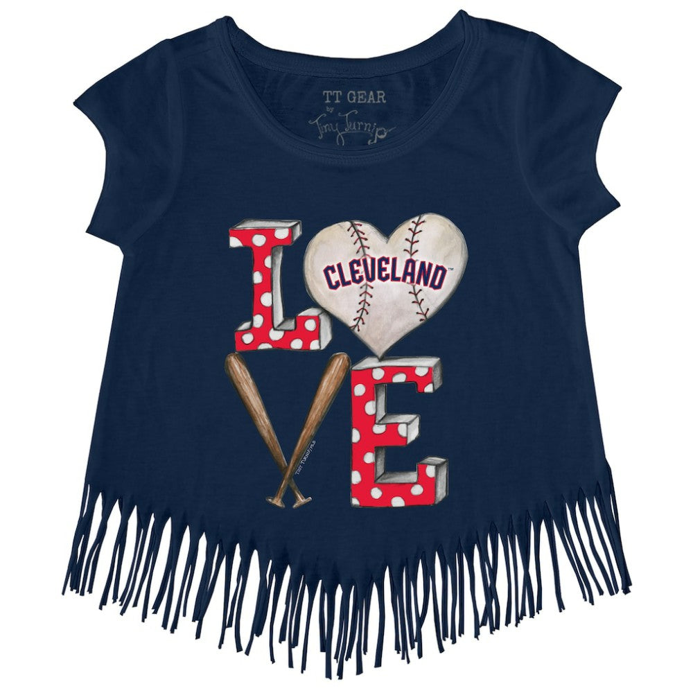 Cleveland Guardians Tiny Turnip Girls Youth Baseball Love Fringe T-Shirt - MLB T-shirts