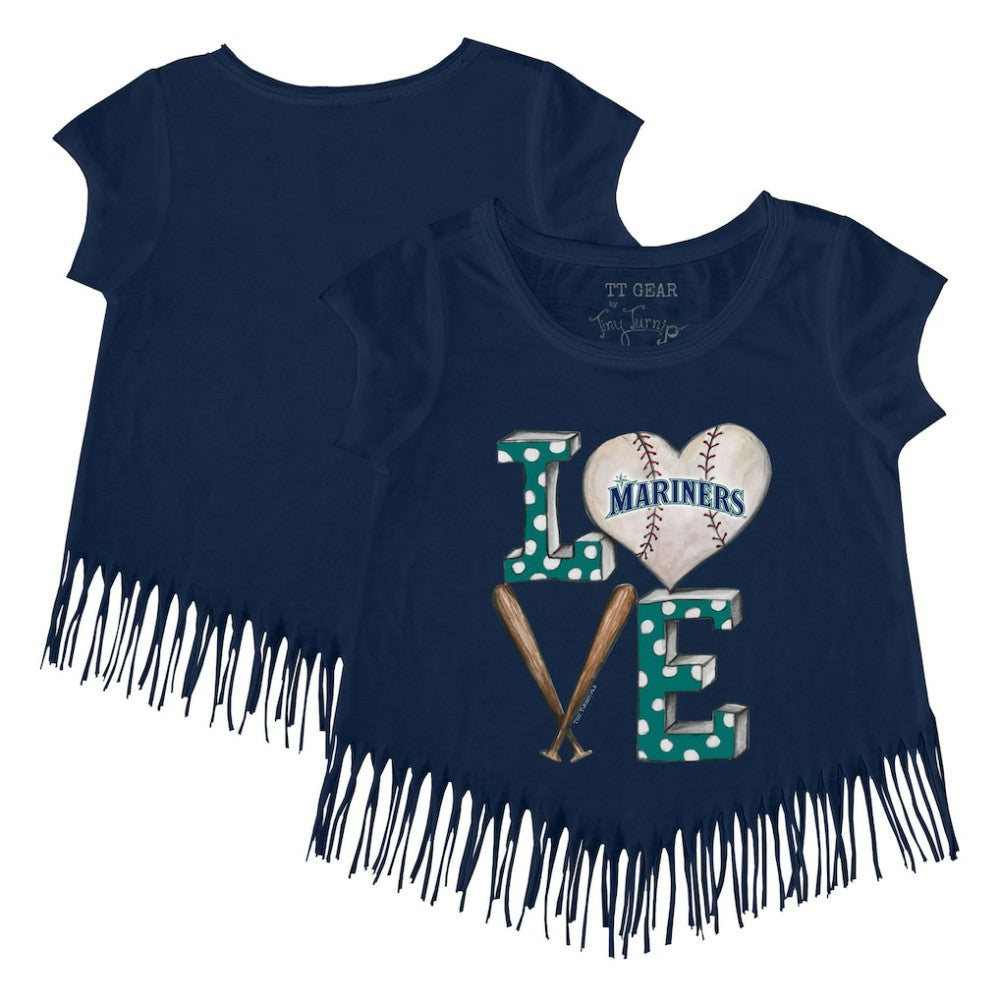 Seattle Mariners Tiny Turnip Girls Youth Baseball Love Fringe T-Shirt - MLB T-shirts