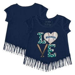 Seattle Mariners Tiny Turnip Girls Youth Baseball Love Fringe T-Shirt - MLB T-shirts