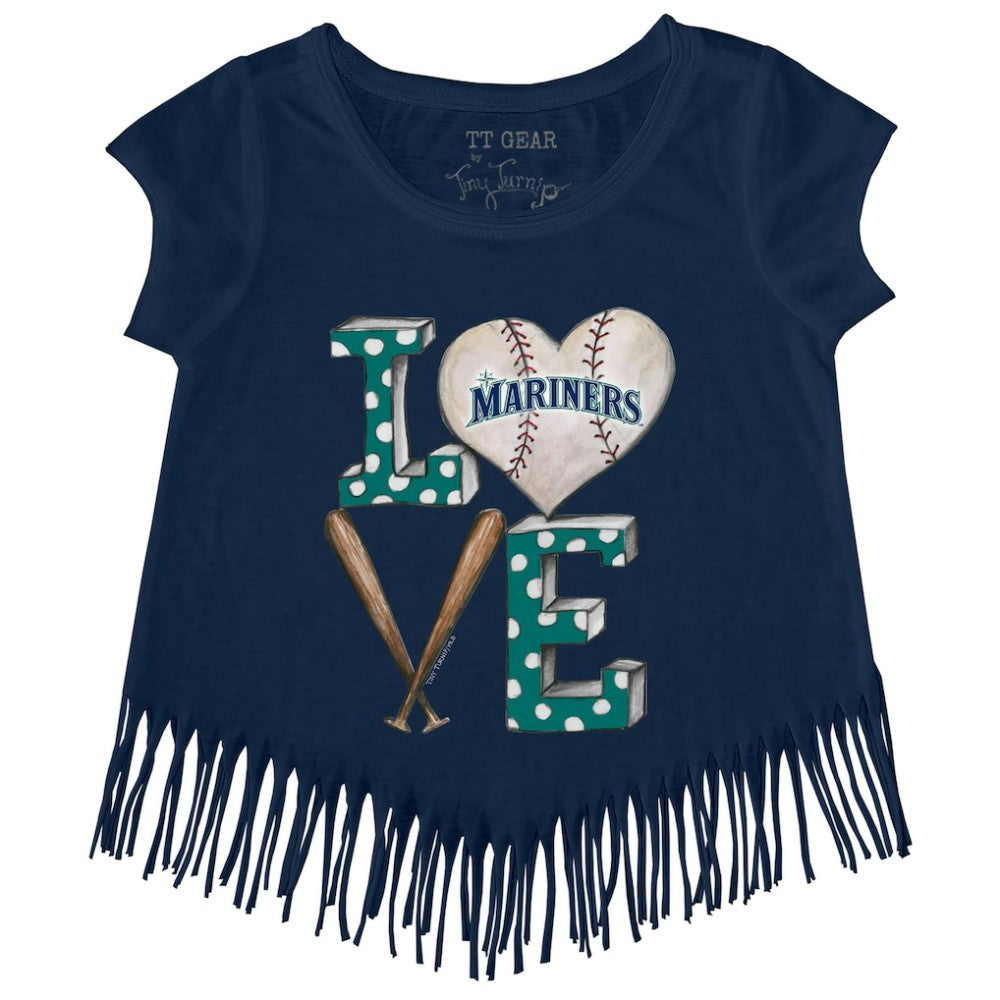 Seattle Mariners Tiny Turnip Girls Youth Baseball Love Fringe T-Shirt - MLB T-shirts