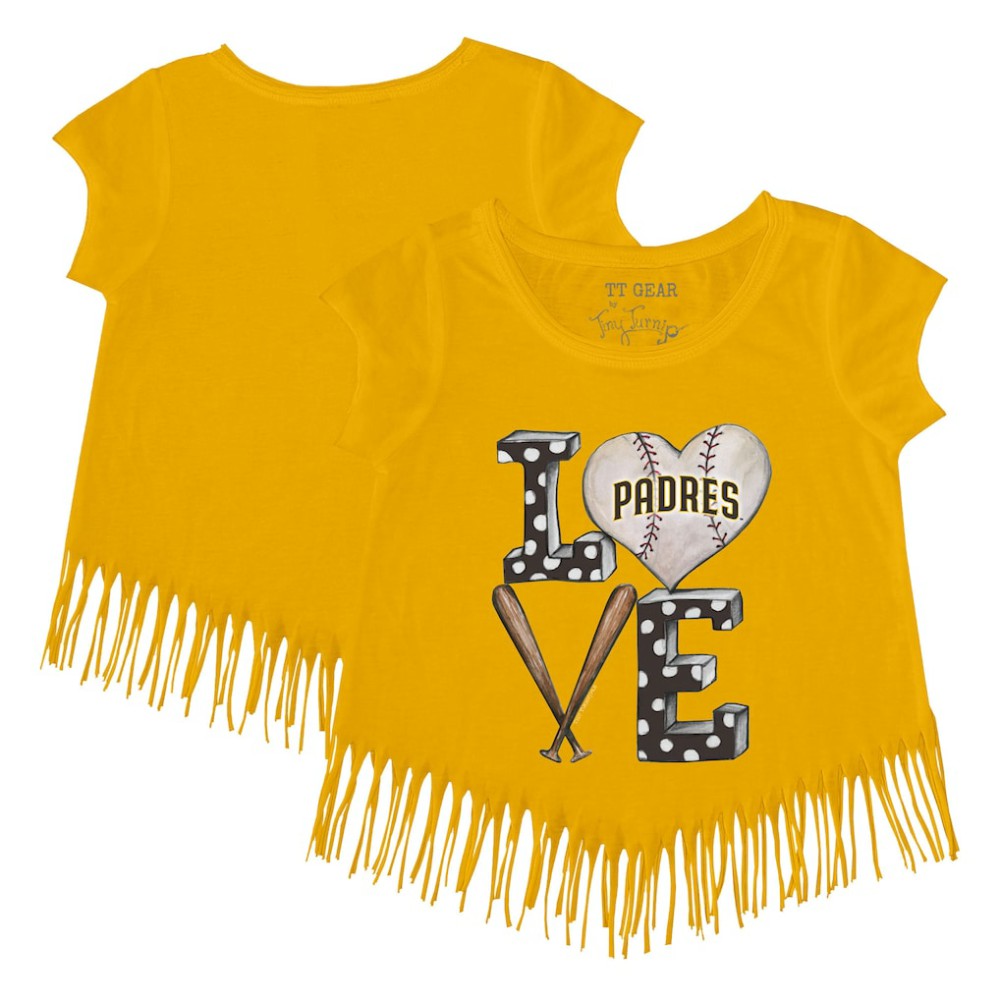 San Diego Padres Tiny Turnip Girls Youth Baseball Love Fringe T-Shirt - MLB T-shirts