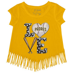 San Diego Padres Tiny Turnip Girls Youth Baseball Love Fringe T-Shirt - MLB T-shirts