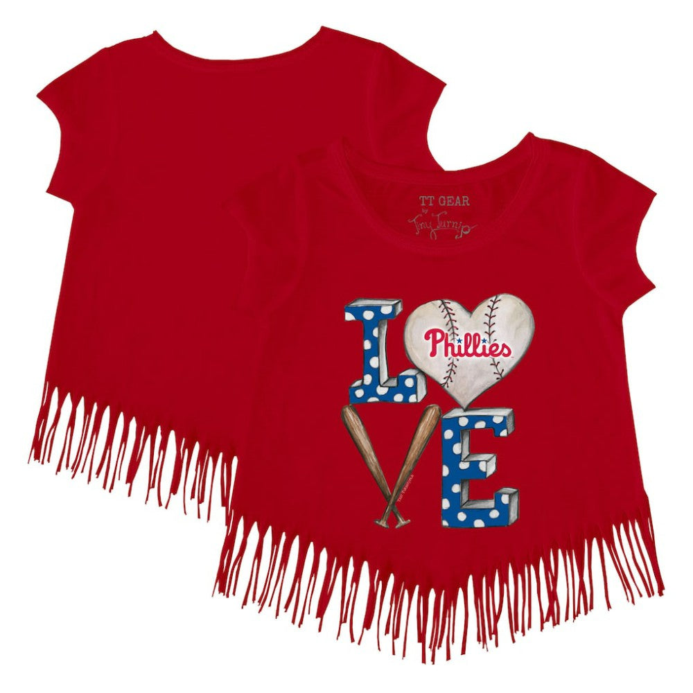 Philadelphia Phillies Tiny Turnip Girls Youth Baseball Love Fringe T-Shirt - MLB T-shirts