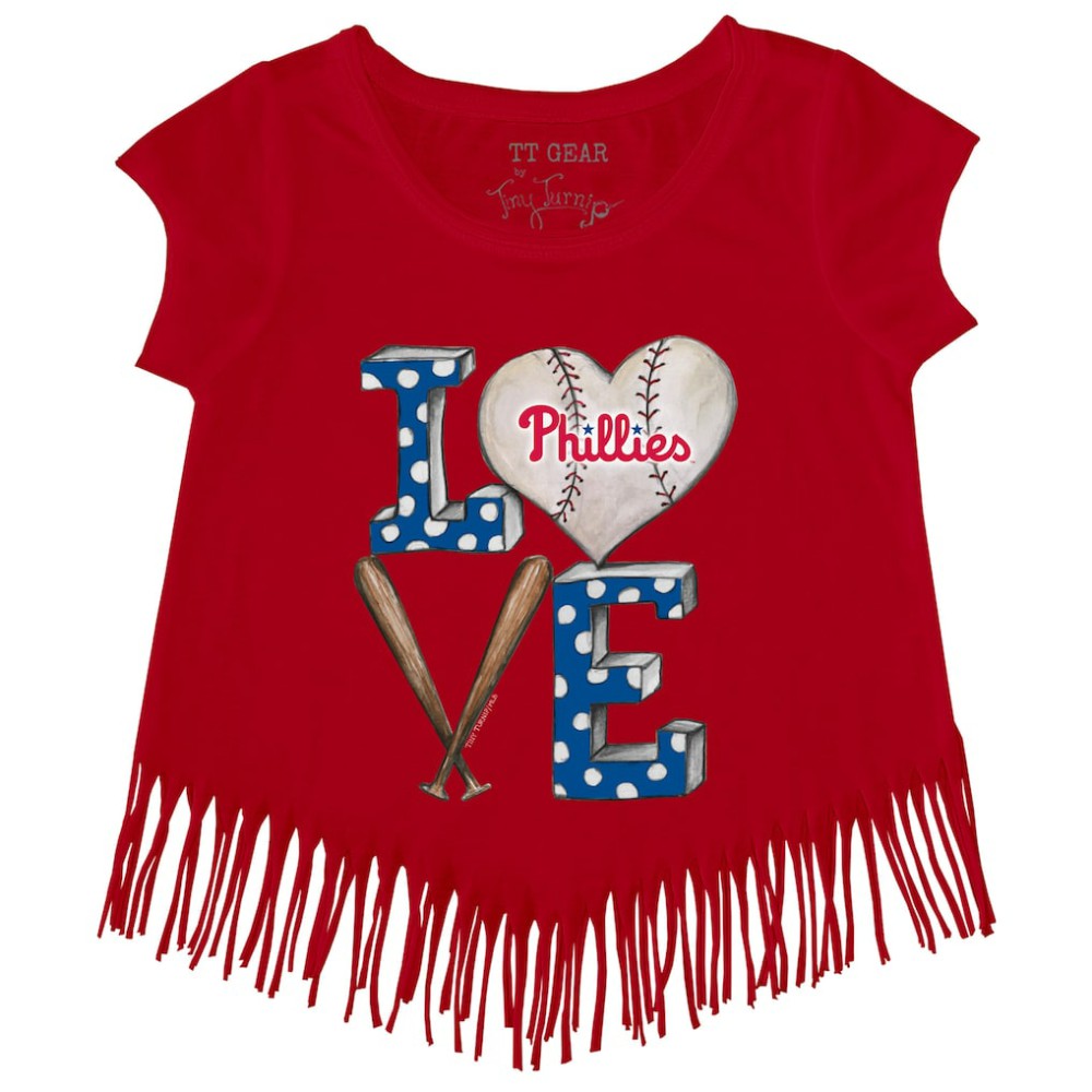 Philadelphia Phillies Tiny Turnip Girls Youth Baseball Love Fringe T-Shirt - MLB T-shirts