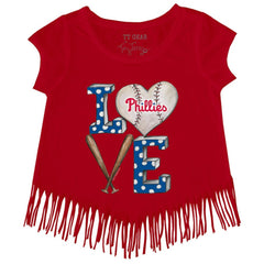 Philadelphia Phillies Tiny Turnip Girls Youth Baseball Love Fringe T-Shirt - MLB T-shirts