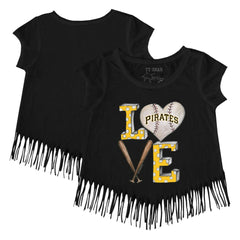 Pittsburgh Pirates Tiny Turnip Girls Youth Baseball Love Fringe T-Shirt - MLB T-shirts