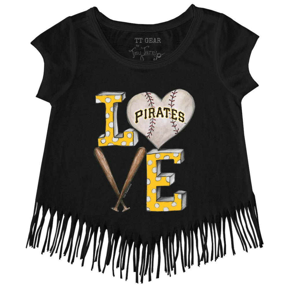Pittsburgh Pirates Tiny Turnip Girls Youth Baseball Love Fringe T-Shirt - MLB T-shirts