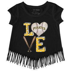 Pittsburgh Pirates Tiny Turnip Girls Youth Baseball Love Fringe T-Shirt - MLB T-shirts
