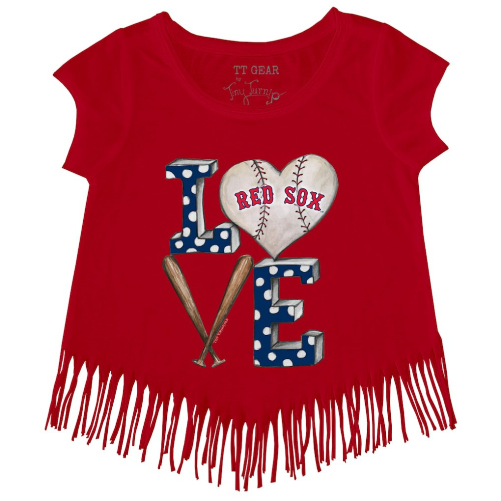 Boston Red Sox Tiny Turnip Girls Youth Baseball Love Fringe T-Shirt - MLB T-shirts