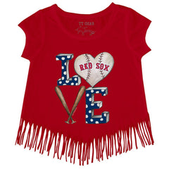 Boston Red Sox Tiny Turnip Girls Youth Baseball Love Fringe T-Shirt - MLB T-shirts