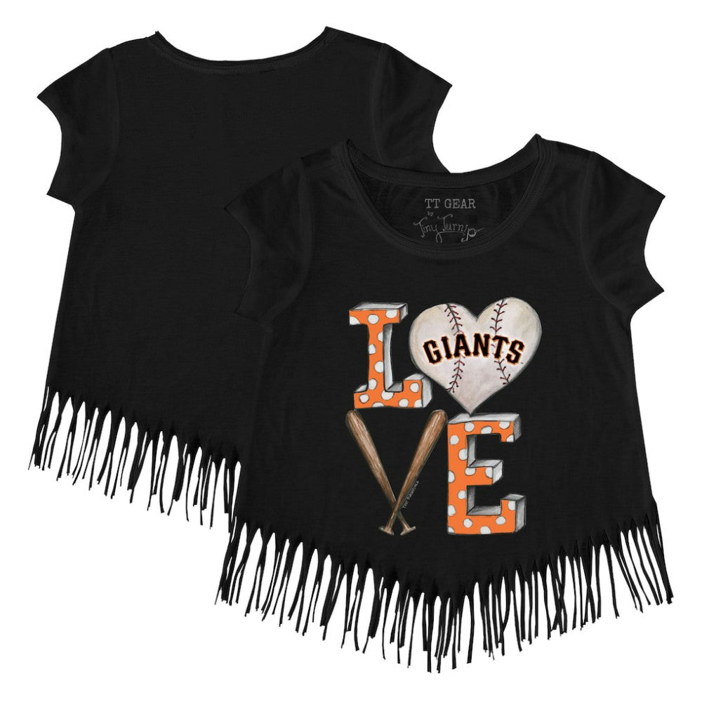 San Francisco Giants Tiny Turnip Girls Youth Baseball Love Fringe T-Shirt - MLB T-shirts