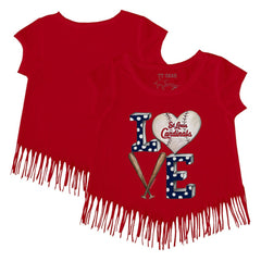 St. Louis Cardinals Tiny Turnip Girls Youth Baseball Love Fringe T-Shirt - MLB T-shirts