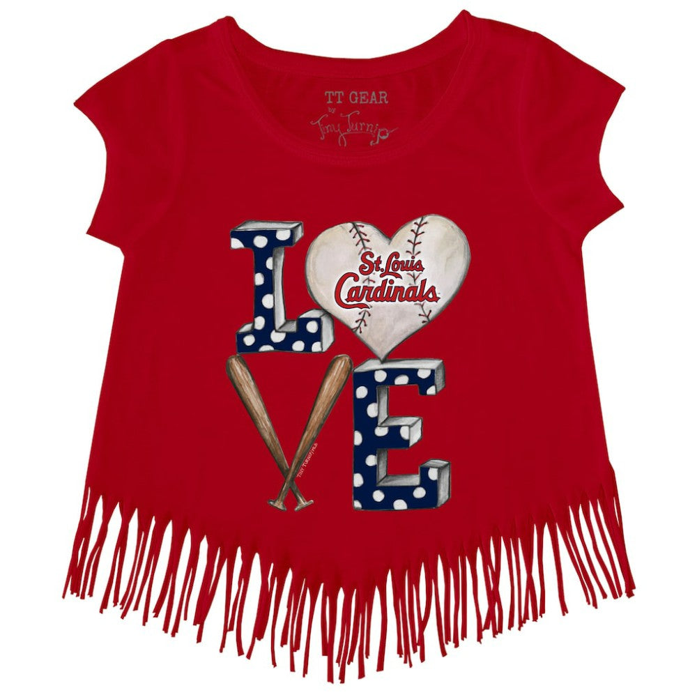 St. Louis Cardinals Tiny Turnip Girls Youth Baseball Love Fringe T-Shirt - MLB T-shirts