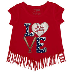 St. Louis Cardinals Tiny Turnip Girls Youth Baseball Love Fringe T-Shirt - MLB T-shirts