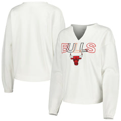 White Chicago Bulls Concepts Sport Women's Sunray Notch Neck Long Sleeve Top sale | NBA