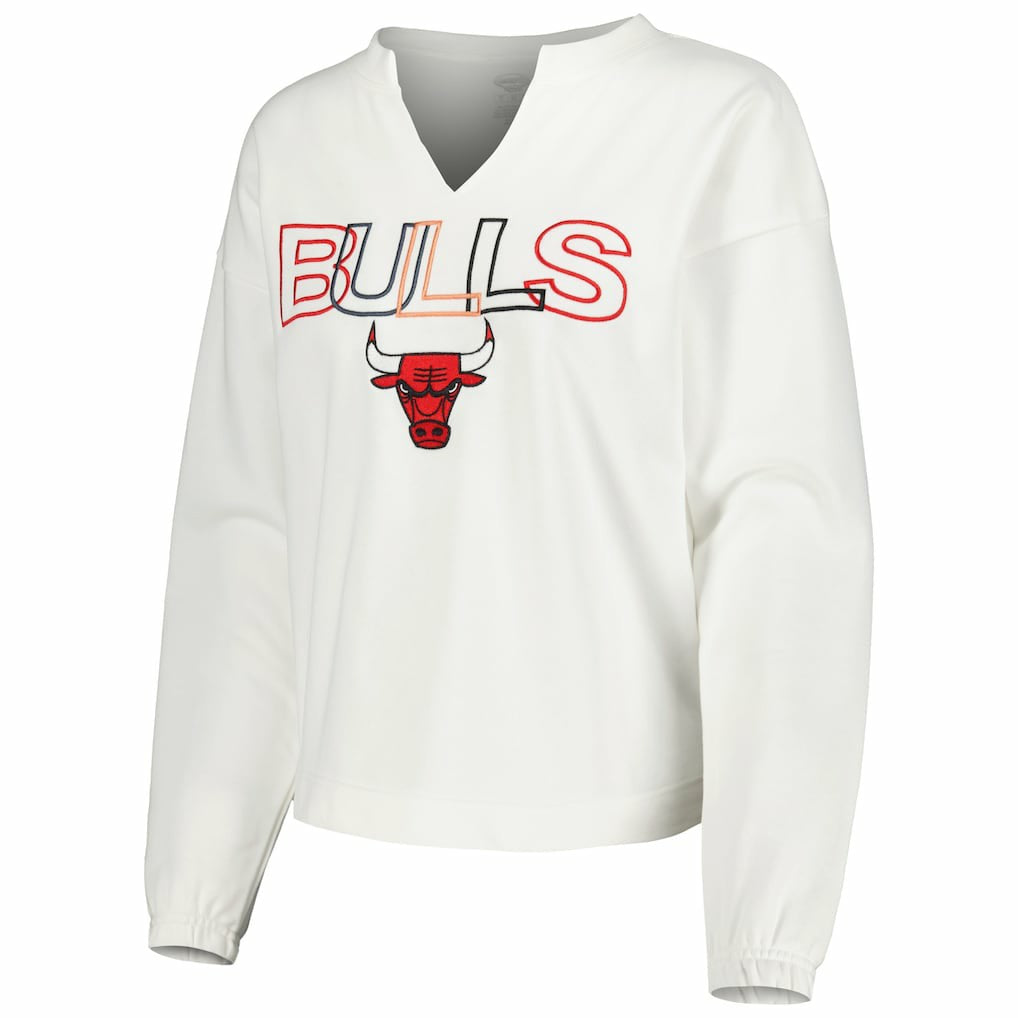White Chicago Bulls Concepts Sport Women's Sunray Notch Neck Long Sleeve Top sale | NBA
