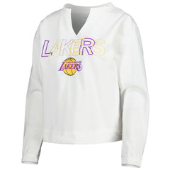 White Los Angeles Lakers Concepts Sport Women's Sunray Notch Neck Long Sleeve Top | NBA