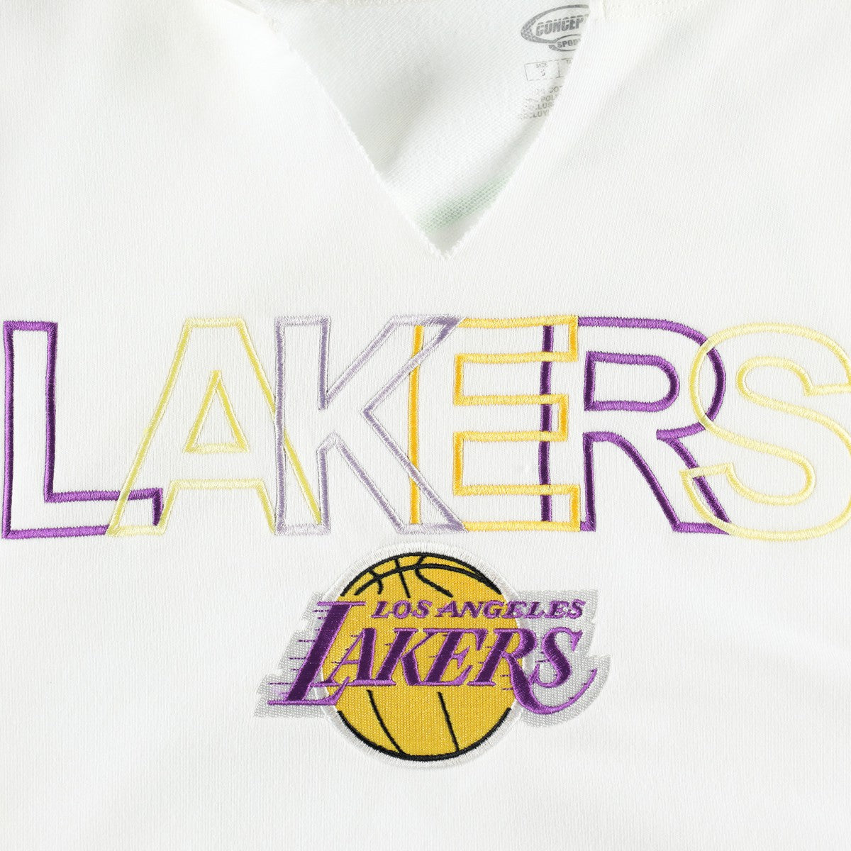 White Los Angeles Lakers Concepts Sport Women's Sunray Notch Neck Long Sleeve Top | NBA