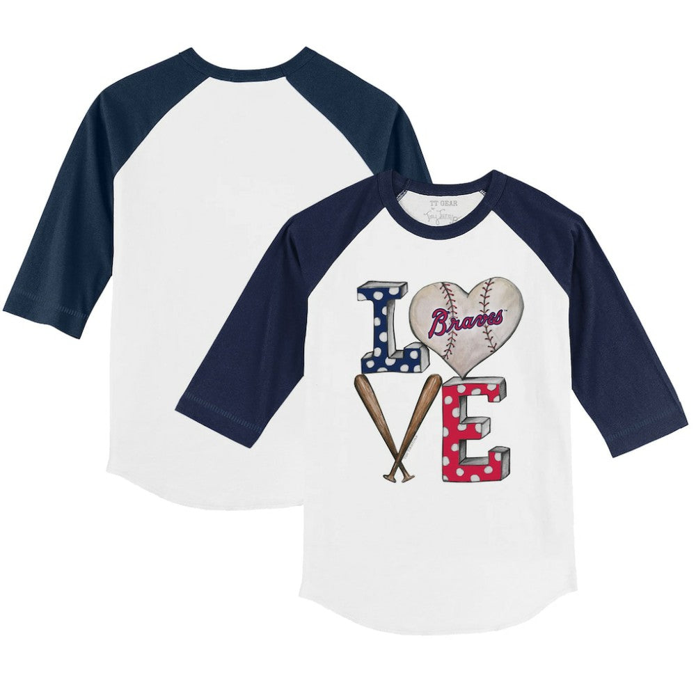 Atlanta Braves Tiny Turnip Youth Baseball Love 3/4-Sleeve Raglan T-Shirt - MLB T-shirts