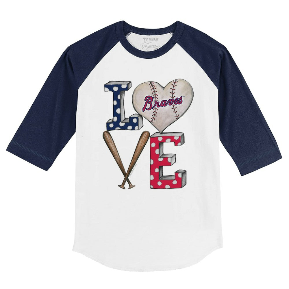 Atlanta Braves Tiny Turnip Youth Baseball Love 3/4-Sleeve Raglan T-Shirt - MLB T-shirts