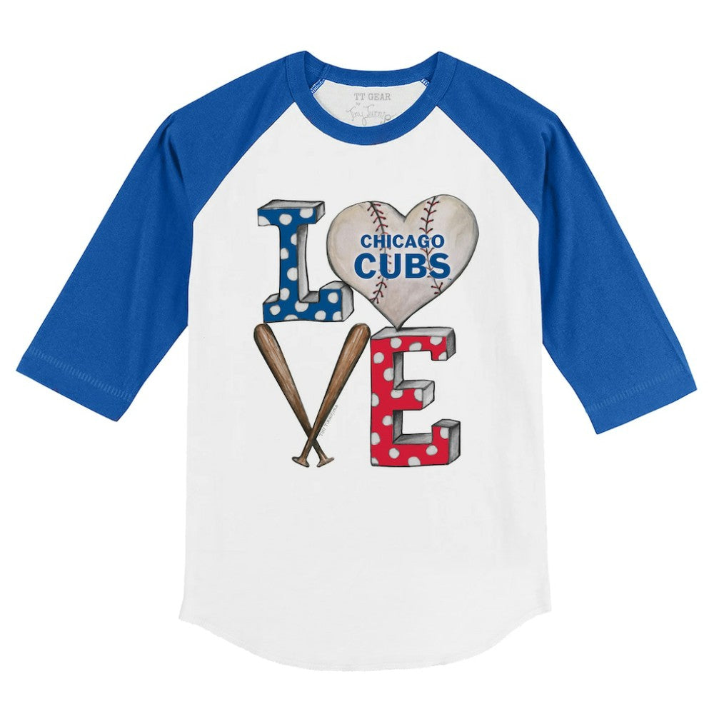 Chicago Cubs Tiny Turnip Youth Baseball Love 3/4-Sleeve Raglan T-Shirt - MLB T-shirts