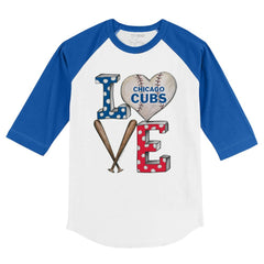 Chicago Cubs Tiny Turnip Youth Baseball Love 3/4-Sleeve Raglan T-Shirt - MLB T-shirts
