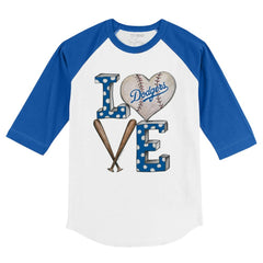 Los Angeles Dodgers Tiny Turnip Youth Baseball Love 3/4-Sleeve Raglan T-Shirt - MLB T-shirts