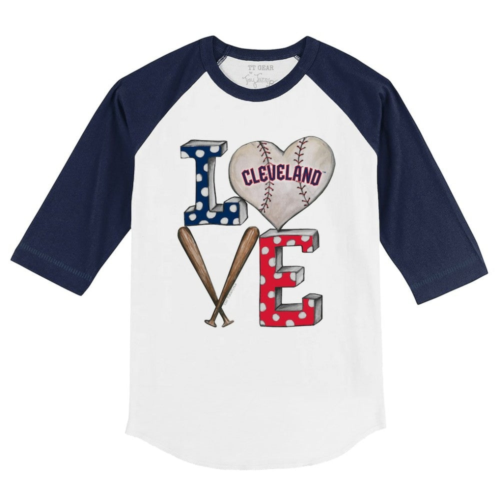 Cleveland Guardians Tiny Turnip Youth Baseball Love 3/4-Sleeve Raglan T-Shirt - MLB T-shirts