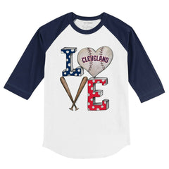 Cleveland Guardians Tiny Turnip Youth Baseball Love 3/4-Sleeve Raglan T-Shirt - MLB T-shirts