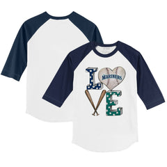 Seattle Mariners Tiny Turnip Youth Baseball Love 3/4-Sleeve Raglan T-Shirt - MLB T-shirts