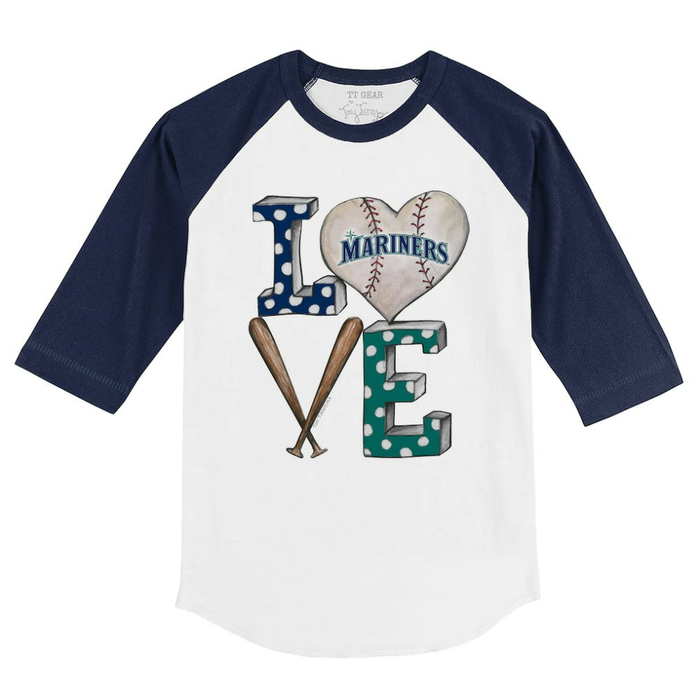 Seattle Mariners Tiny Turnip Youth Baseball Love 3/4-Sleeve Raglan T-Shirt - MLB T-shirts